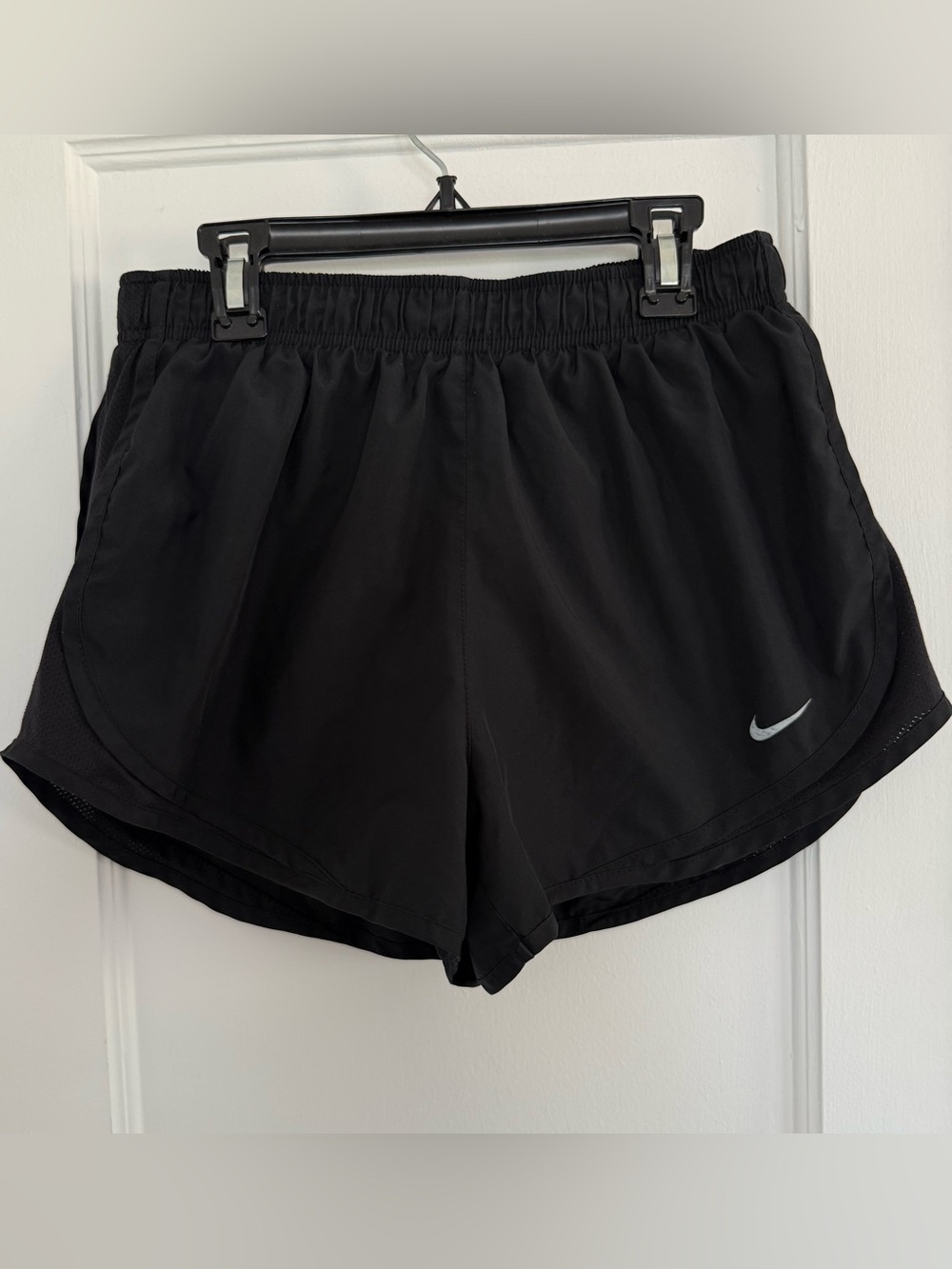 Nike Dri-Fit Black Athletic Running Shorts with Reflective Swoosh Sz M